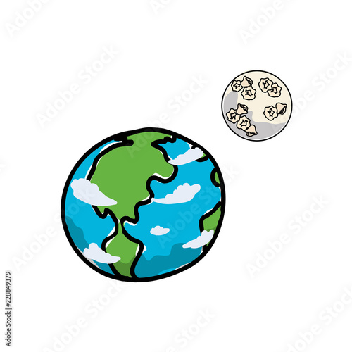 world planet earth with moon