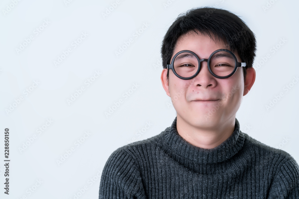 creative smart asian male with glasses facial emotional portrait with happiness and confident feeling white background creative smart asian male with glasses facial emotional portrait with happiness and confident feeling white background