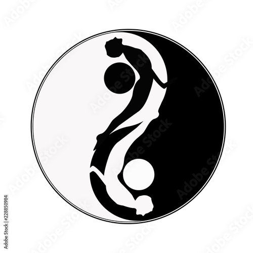 silhouette of duality and woman doing yoga