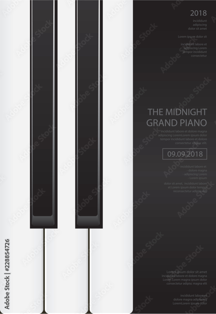 Naklejka premium Music Grand Piano Poster Background Template Vector illustration