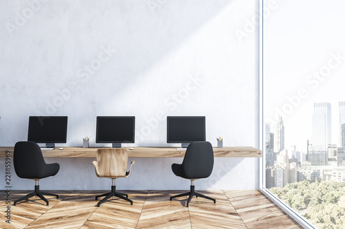 Original white walls startup office interior, loft © ImageFlow