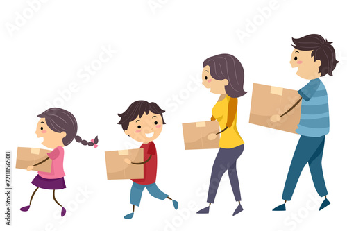 Stickman Family Carry Box Walk Move In