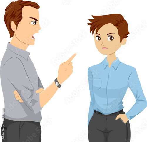 Teen Girl Lesbian Dad Scold Illustration