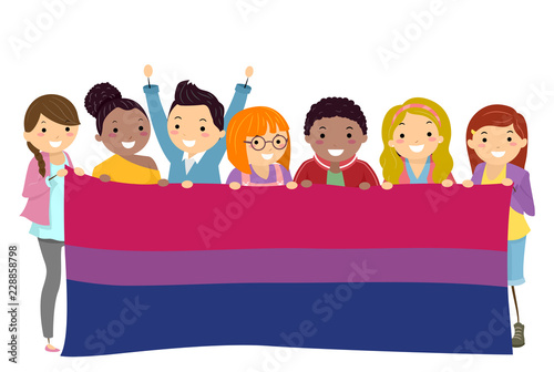 Canvas Print Stickman People Bisexual Flag Illustration