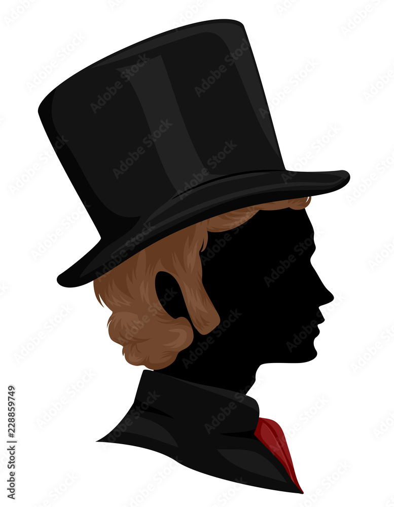 Silhouette Man Victorian Hair Hat Illustration