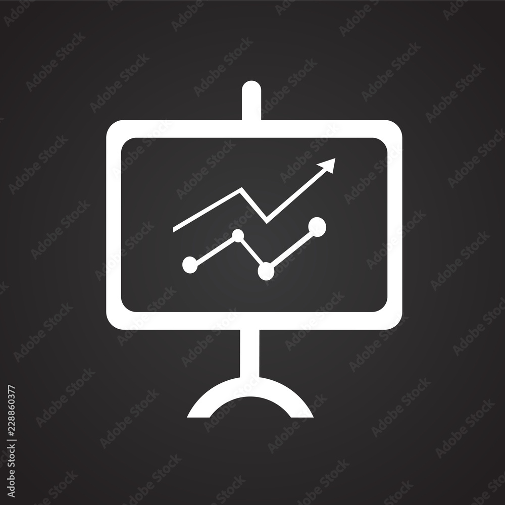 Business whiteboard on black background icon Business whiteboard on black background icon