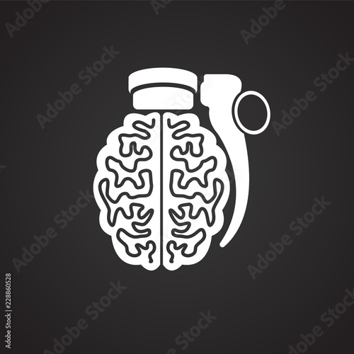 Brain grenade on Black Background icon