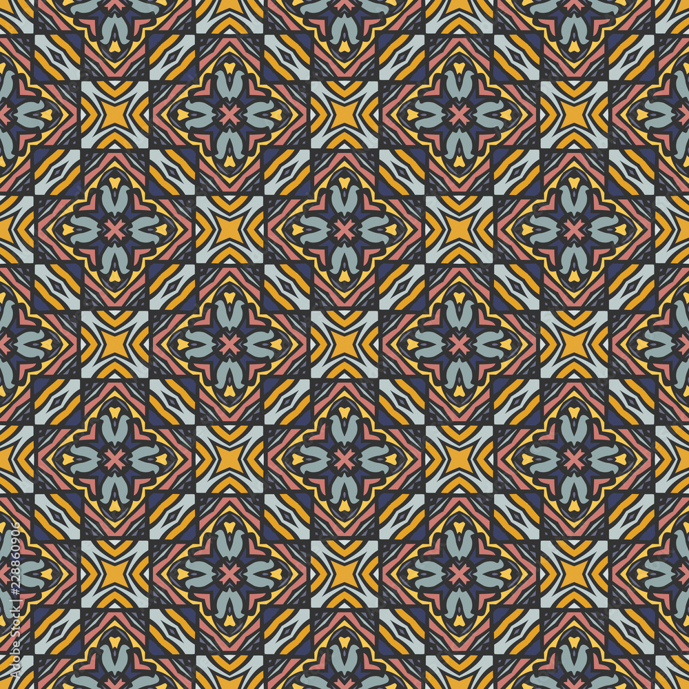 Nontrivial bright color abstract  geometric pattern, vector seamless, can be used for printing onto fabric, interior, design, textile, wallpapers, covers, background, paper, tile, towel, carpet,border