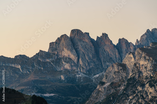 Blick auf die Geislerspitzen im Dolomitental Villnöss photo