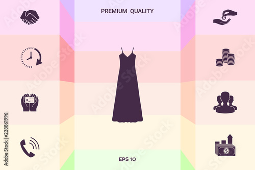 Long Dress, Evening dress, combination or nightie , the silhouette. Menu item in the web design
