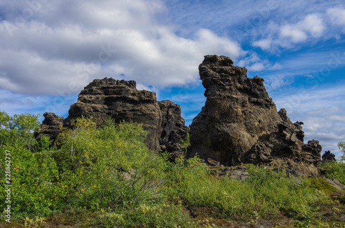 Dimmuborgir - a rock town near the Lake Myvatn in northern Iceland with volcanic caves, lava fields and rock formations