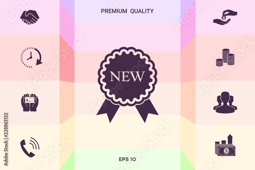 New offer icon with ribbons . Graphic elements for your design