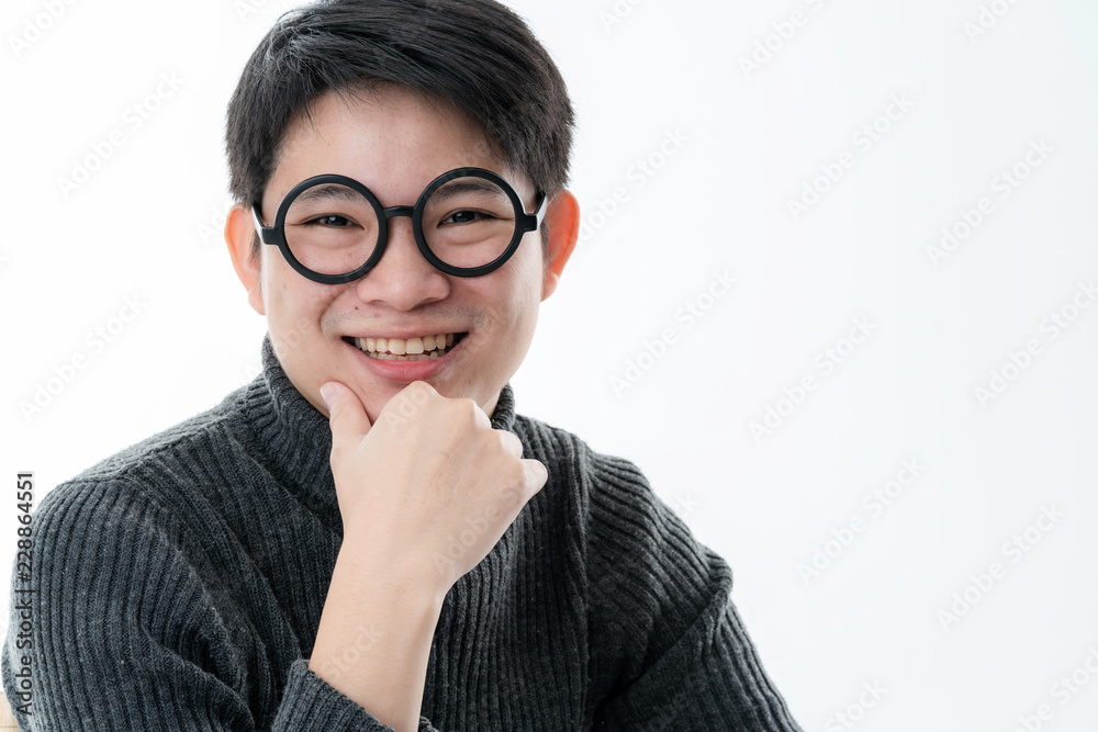 creative smart asian male with glasses facial emotional portrait with happiness and confident feeling white background creative smart asian male with glasses facial emotional portrait with happiness and confident feeling white background