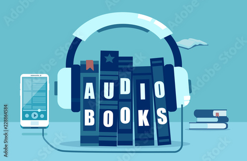 Vector illustration of audio books concept