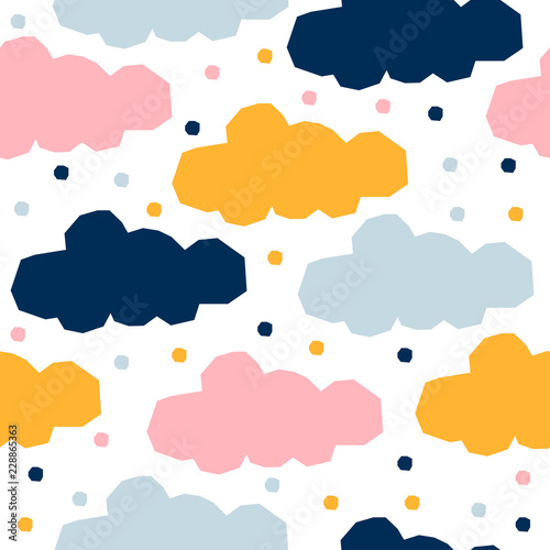 Abstract seamless pattern background. Childish geometric cover for design birthday card, wallpaper, holiday wrapping paper, shop seasonal sale advertising, textile fabric, bag print, t shirt etc.
