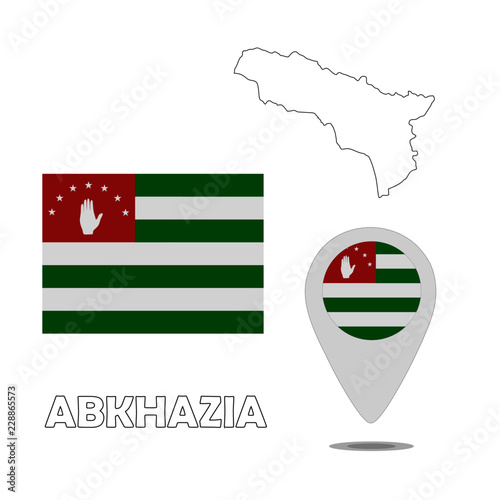 Flag. Pointer. Map of Abkhazia