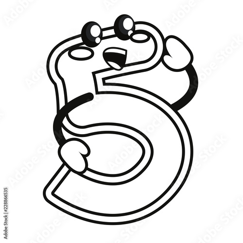 number cartoon on white background