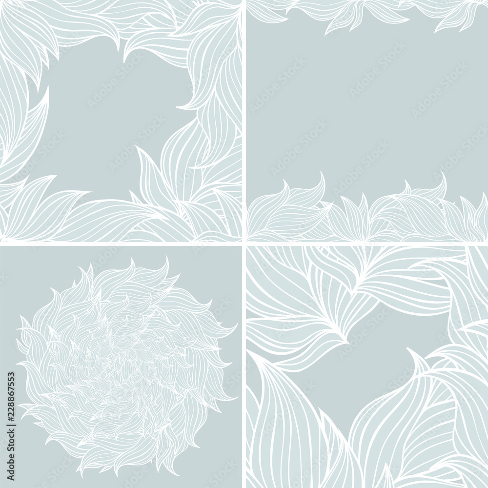 Set of four seamless floral background patterns of neutral colors