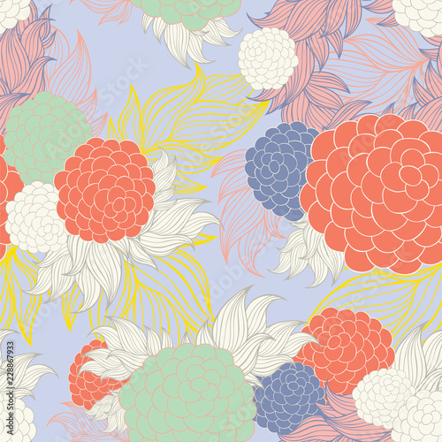 Colorful floral seamless background pattern.Wallpaper  pattern fills  web page background surface textures  textile design template. Vector illustration