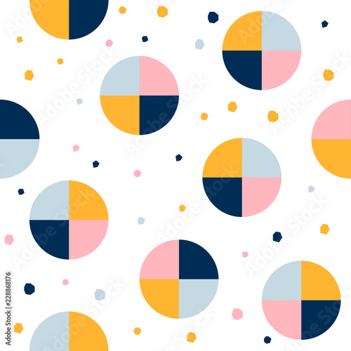 Abstract seamless pattern background. Childish application geometric cover for design birthday card, wallpaper, holiday wrapping paper, shop sale advertising, textile fabric, bag print, t shirt etc.