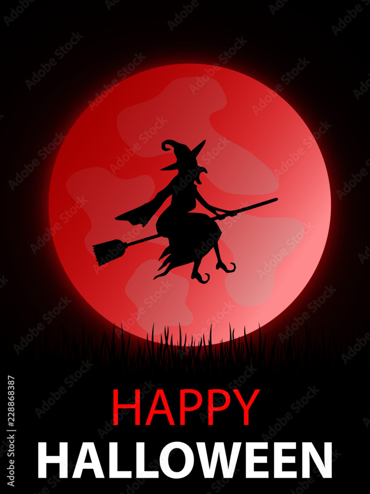 Halloween Hexe Grußkarte (Happy Halloween) Stock Vector | Adobe Stock