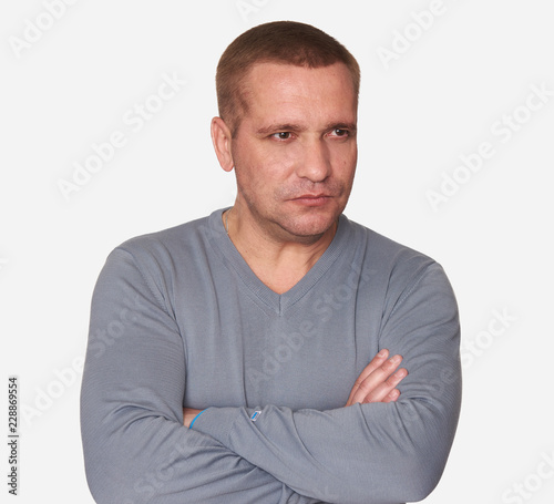 serious middle adult man isolated