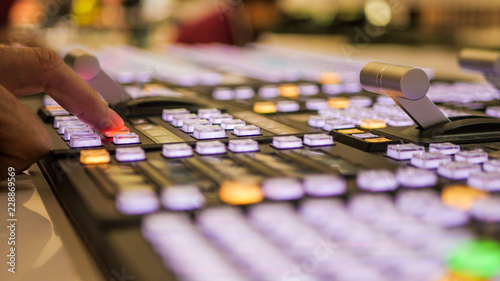 Professional broadcast video mixer in studio