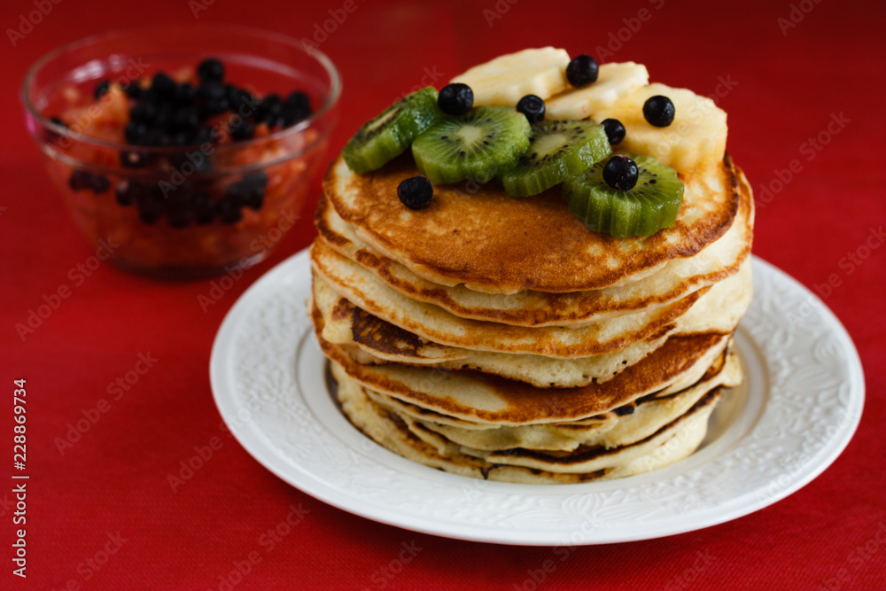 pancakes with fruits and honey pancakes with fruits and honey