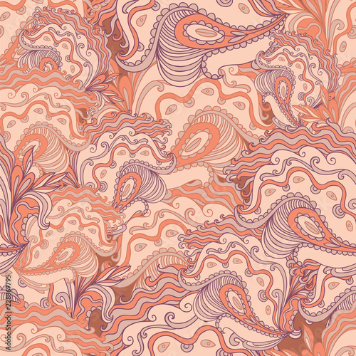 Wallpaper Mural Seamless hand - drawn pattern. Flower, waves, curls, nature theme, abstract elements Vector illustration Torontodigital.ca