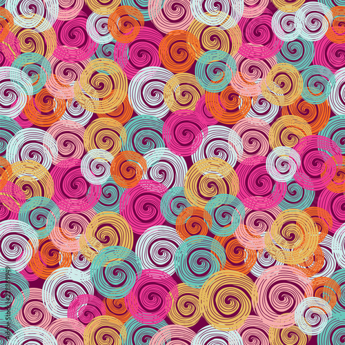 Hand- drawn abstract seamless background pattern. Waves  curls  swirls theme. Vector illustration