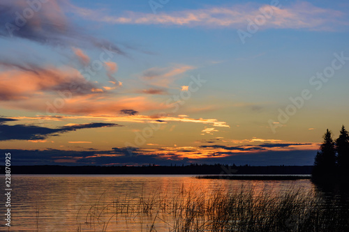 sunset reflection on lake