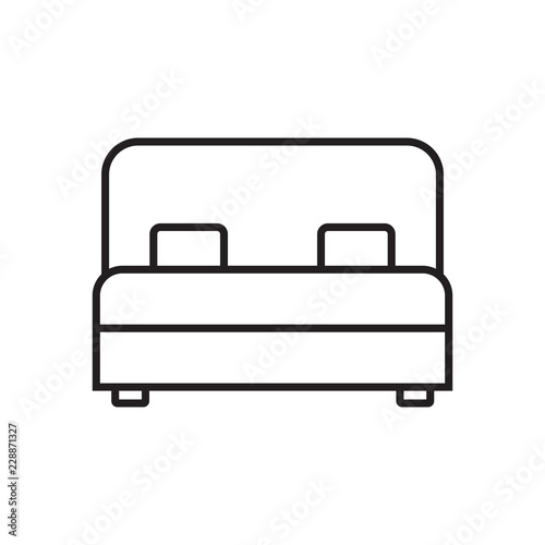 Line icon hotel double bed isolated on white background. Vector illustration.