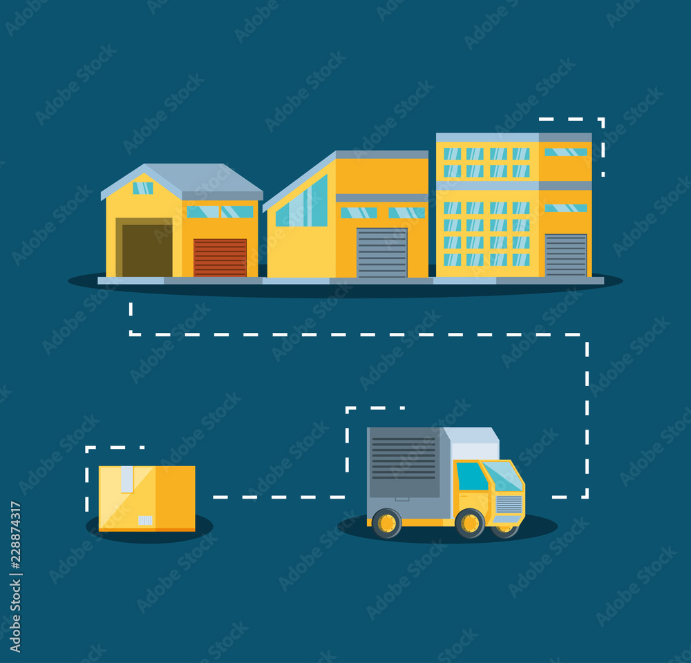 warehouse building with truck delivery service