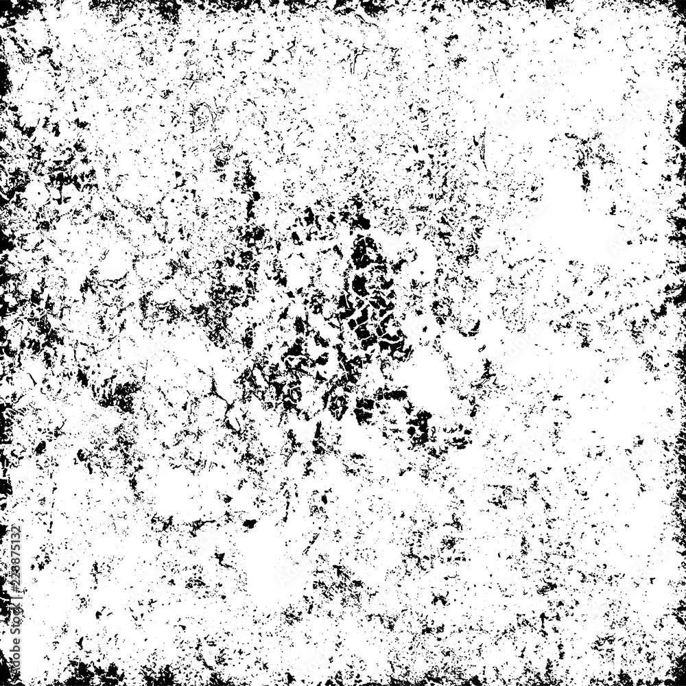 Fototapeta premium Grunge background abstract black and white. Monochrome texture of dirty surface. Pattern of cracks, chips, scuffs