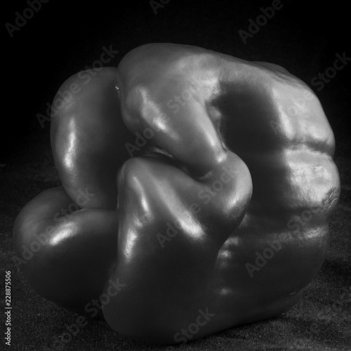 Sweet pepper in monochrome on dark background