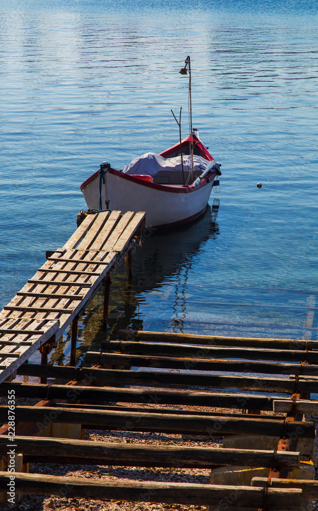 Beautiful landscape with boat in the sea