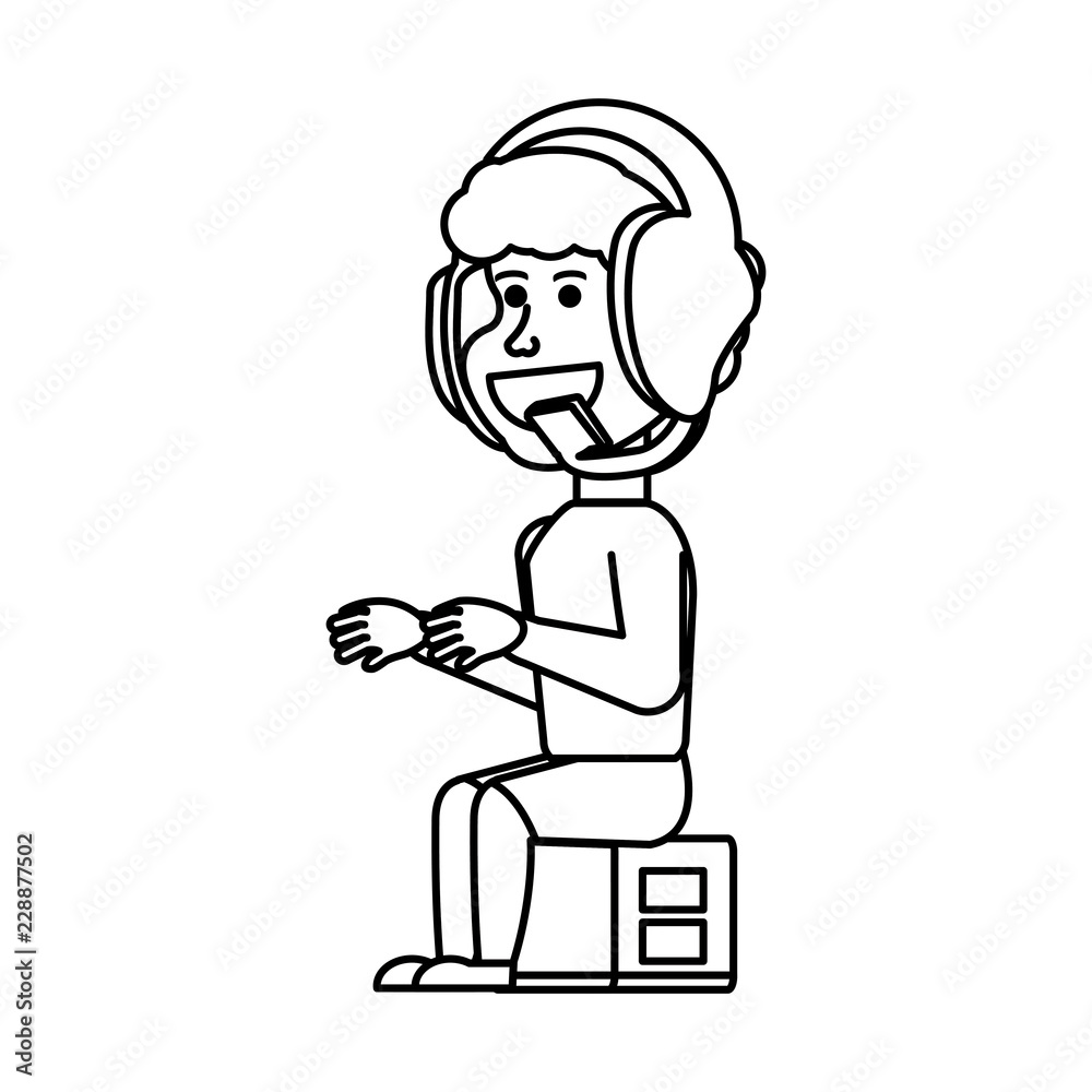 boy sitting with headphone avatar character