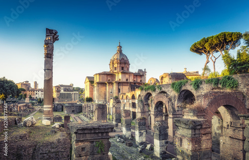 View on the Roman Forum in Rome, Italy. Scenic travel background.