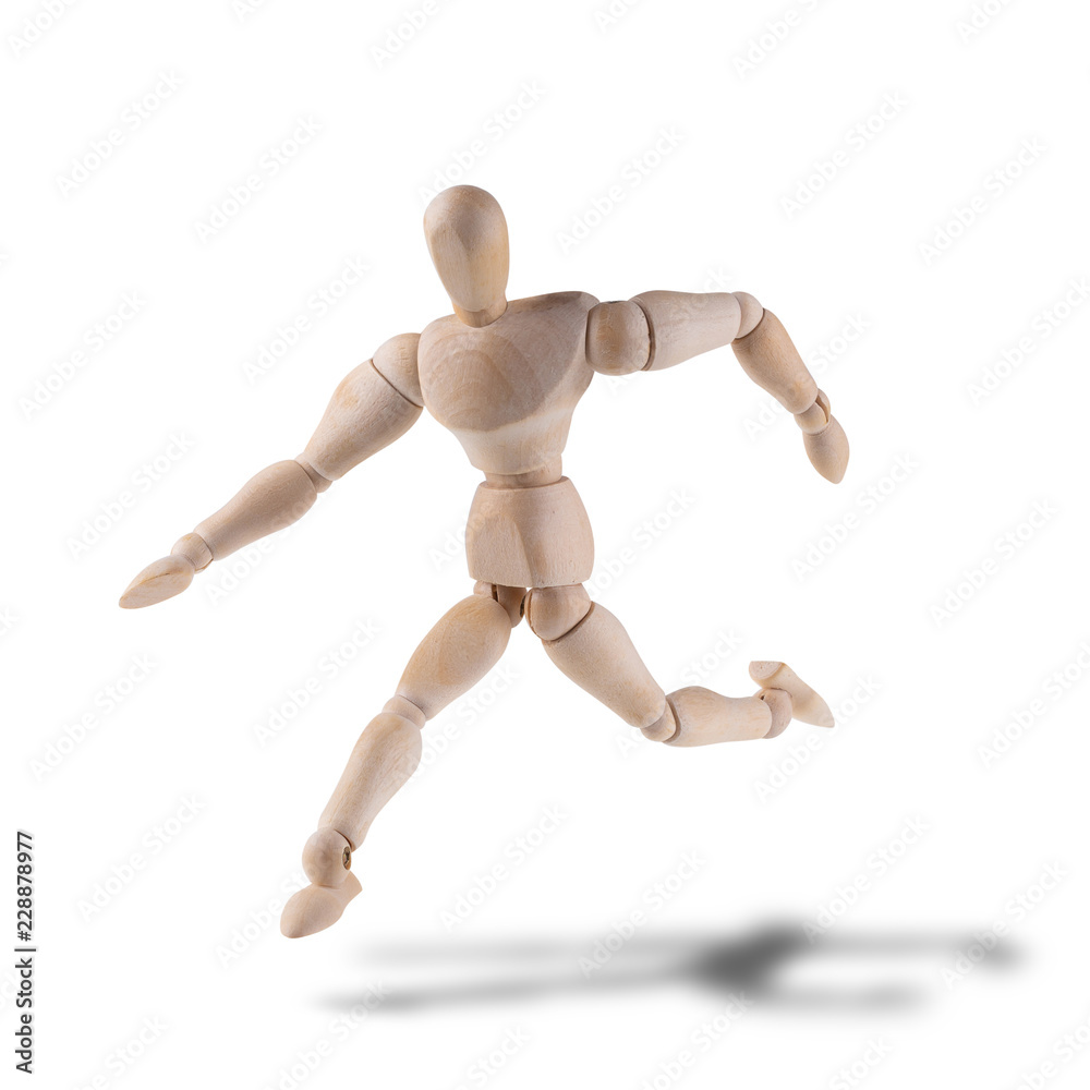 Wooden figure action isolated on white background Wooden figure action isolated on white background