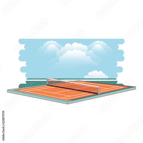 tennis sport court with landscape