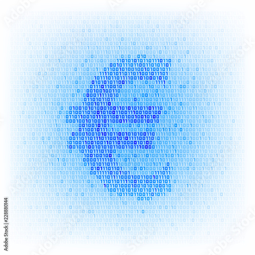 Electronic money concept. Binary code euro symbol on the digital hi-tech style vector backdrop.