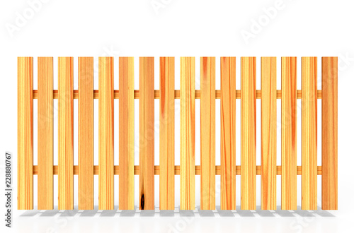 Wooden fence on white background  3D rendering