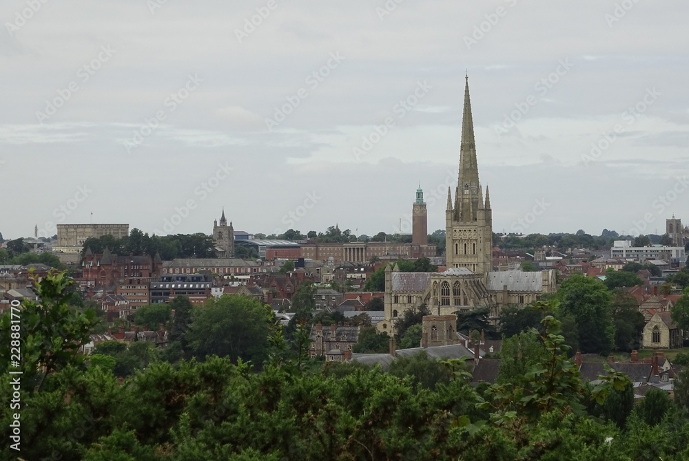 Views of Norwich from Mousehold Heath (including Norwich Cathedral) - Norfolk, England, UK