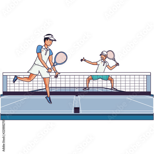 men playing tennis in sport court