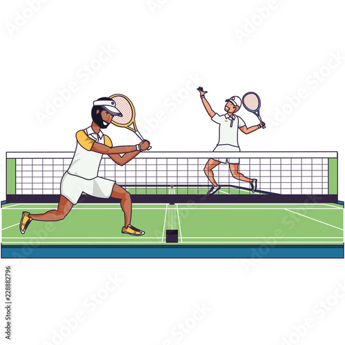 men playing tennis in sport court
