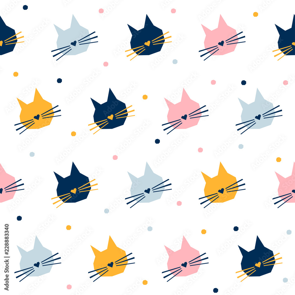 Fototapeta premium Abstract seamless pattern background. Childish graphic cover for design kid birthday card, party wallpaper, holiday wrapping paper, shop sale advertising, textile, dress, bag print, t shirt etc.