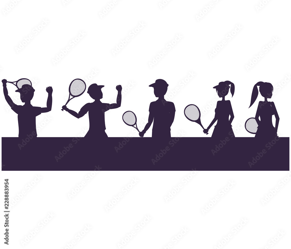silhouette of tennis players avatar character silhouette of tennis players avatar character