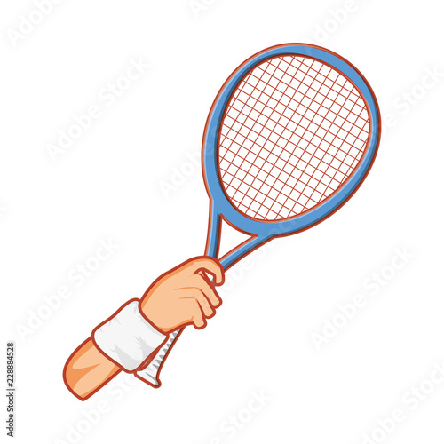 hand with tennis racket avatar character © djvstock