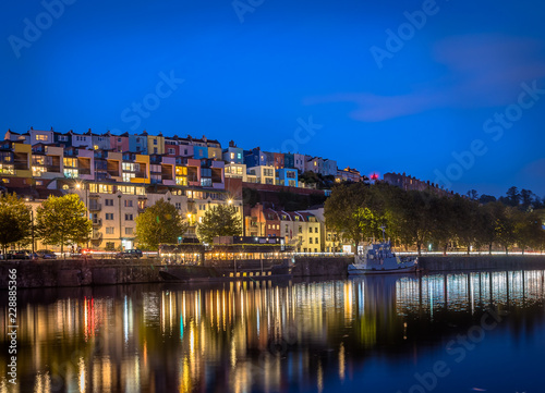 Bristol's Iconic colorful houses at night photo