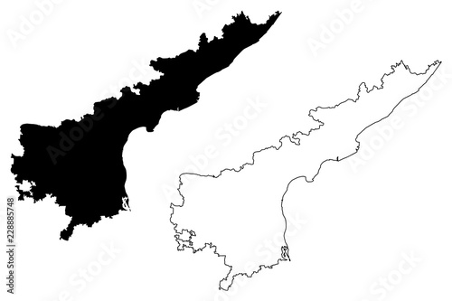 Andhra Pradesh (States and union territories of India, Federated states, Republic of India) map vector illustration, scribble sketch Andhra Pradesh state map
